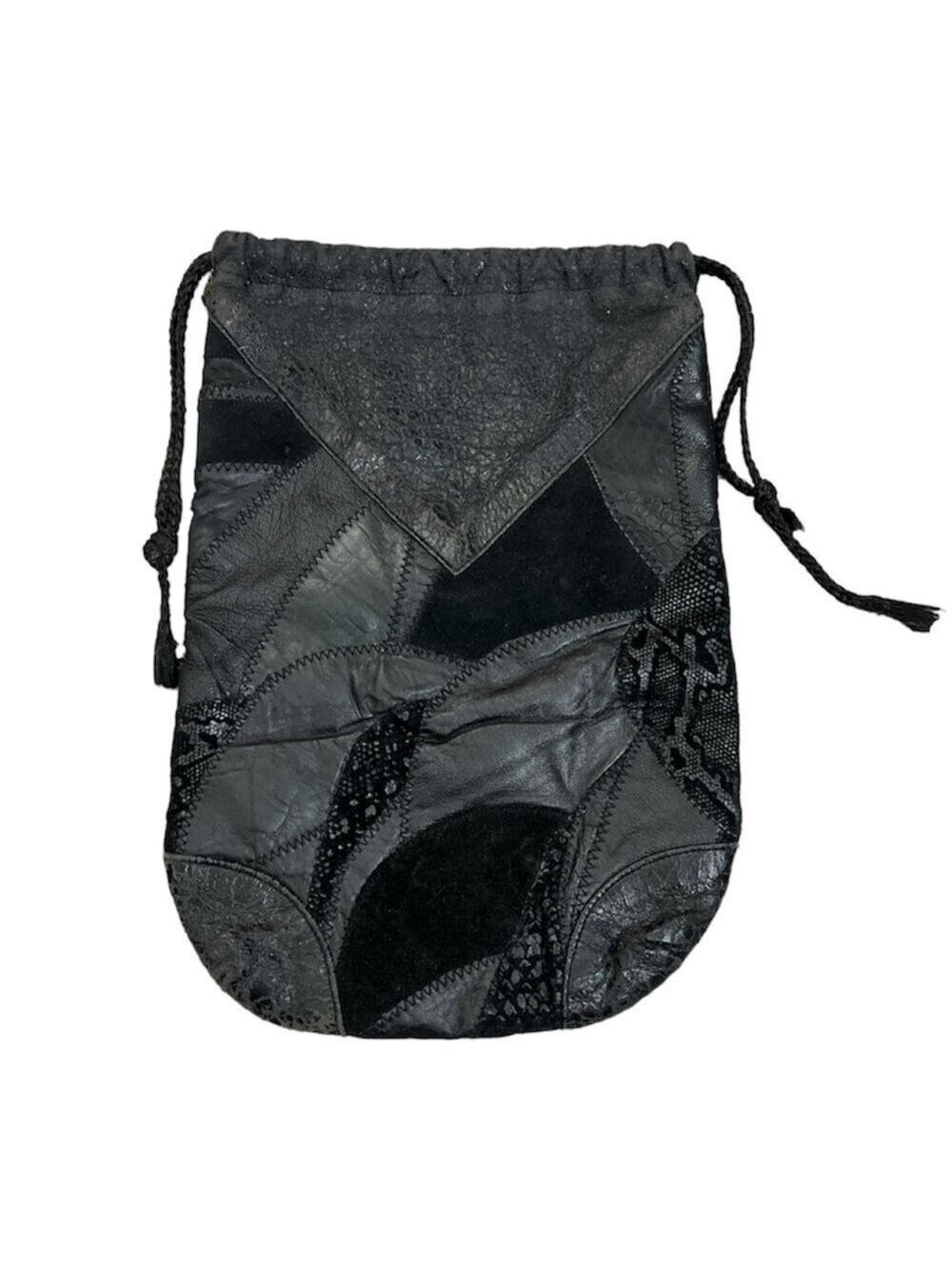 Vintage Mena Montreal black patchwork leather suede bag